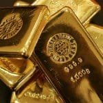 Gold bars are displayed at the Ginza Tanaka store in Tokyo